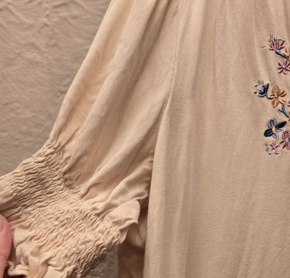 Embroidered Boho Blouse | Ruffle Collar Floral Viscose Top | Cottagecore - Picture 10 of 12